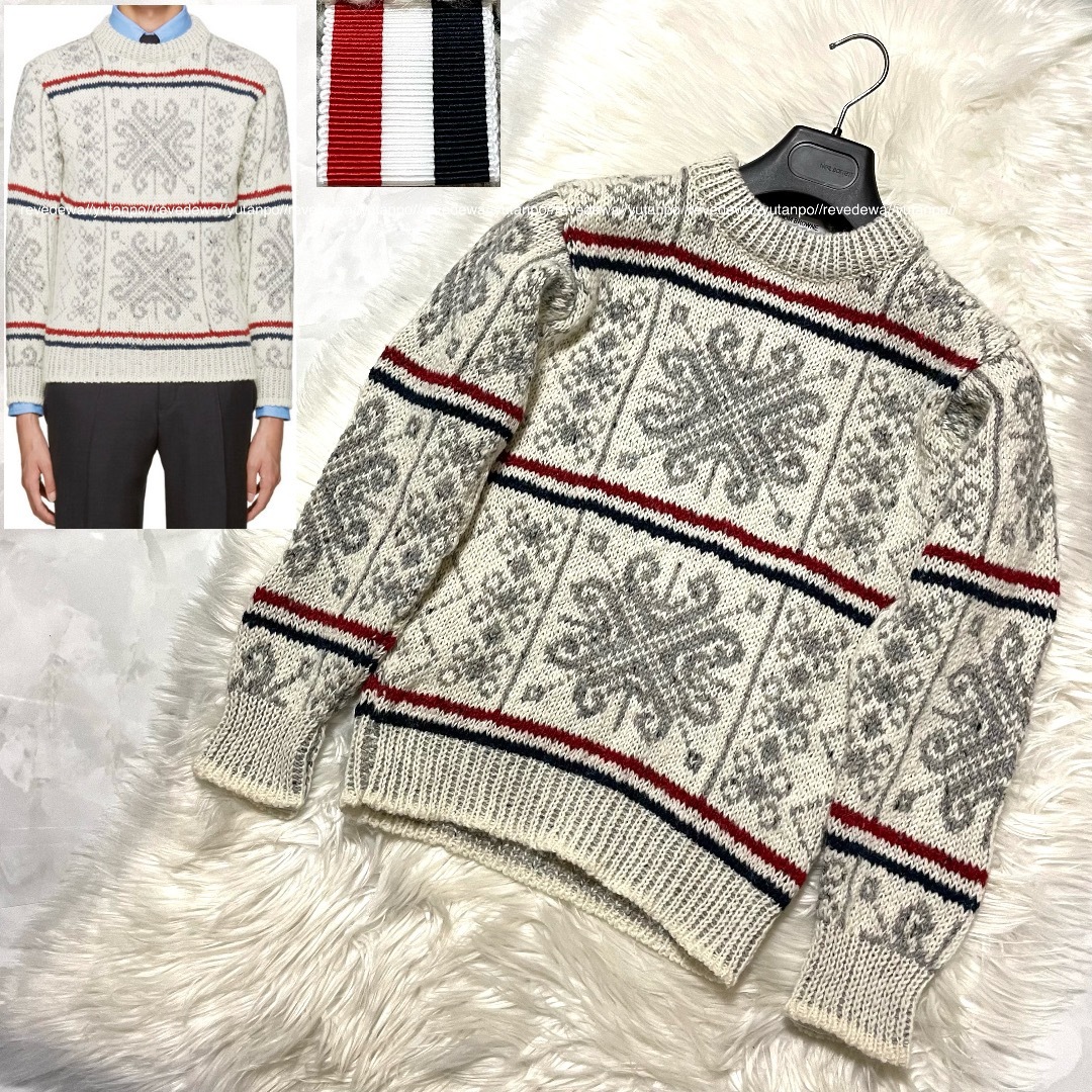 本物 美品 トムブラウン Fairisle ノルディック 結晶デザイン セーター