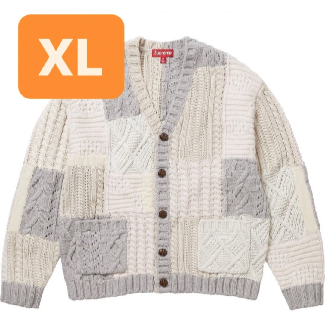 XL Supreme Patchwork Cable Knit Cardigan XL Supreme Patchwork Cable Knit Cardigan