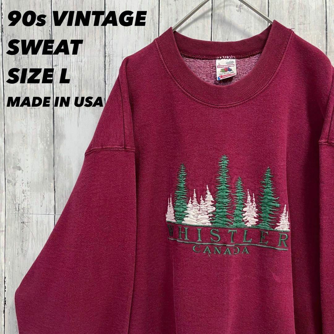 90sヴィンテージUSA製 WHISTLER刺繍スエットトレーナー サイズL