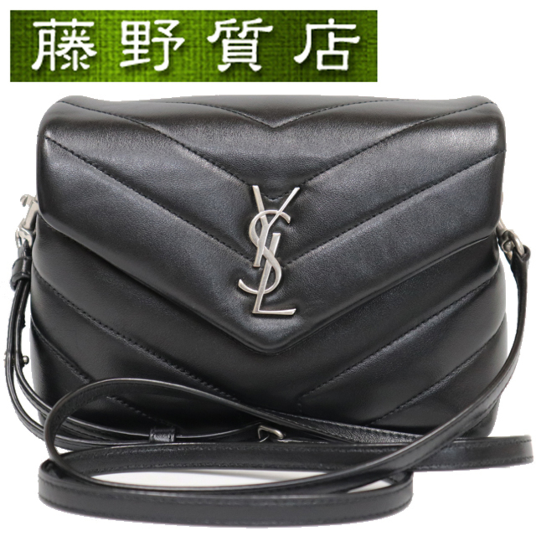 (美品)サンローラン SAINT LAURENT YSL ルル トイ ショルダー バック レザー 斜め掛け 678401 シルバー金具 黒 8185