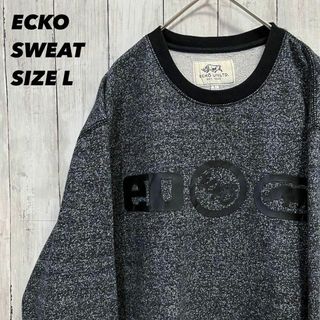 エコーアンリミテッド(ECKŌ UNLTD（ECKO UNLTD）)のアメリカ古着ECKO UNLTD ロゴプリントスエットトレーナー　サイズL 黒(スウェット)