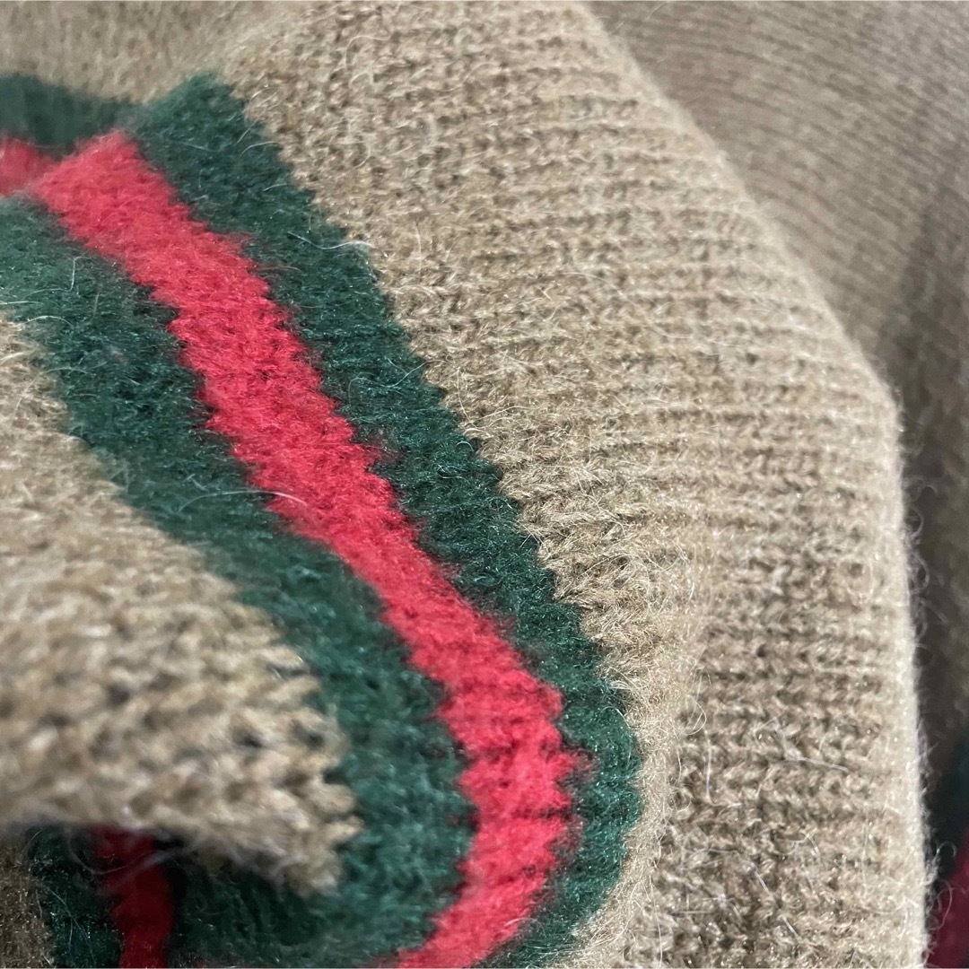 Gucci(グッチ)のOLD GUCCI ロゴ刺繍 ニット ブラウン ウェブ レア シェリーライン レディースのトップス(ニット/セーター)の商品写真