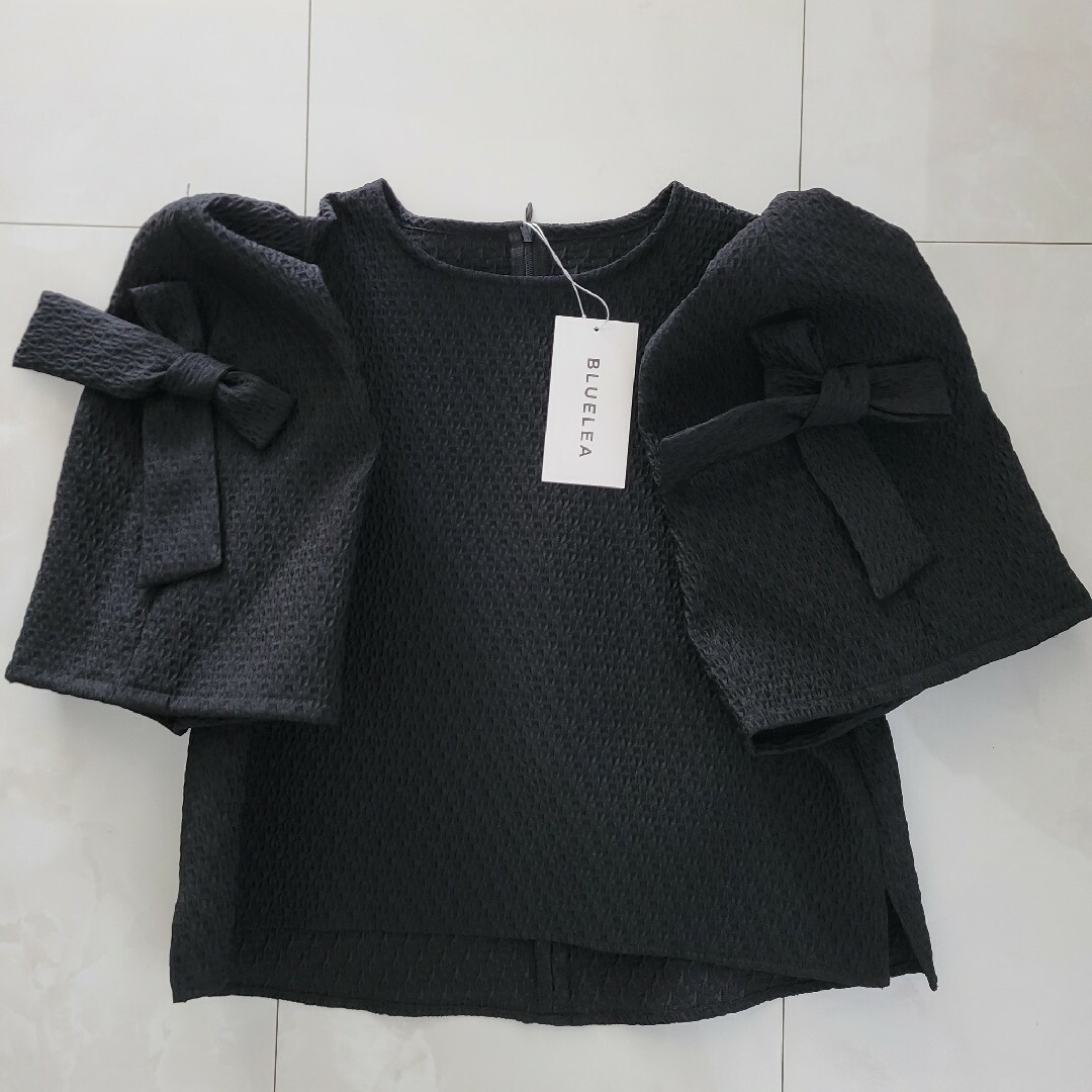 BLUELEA ブルレア Ribbon jacquard blouse