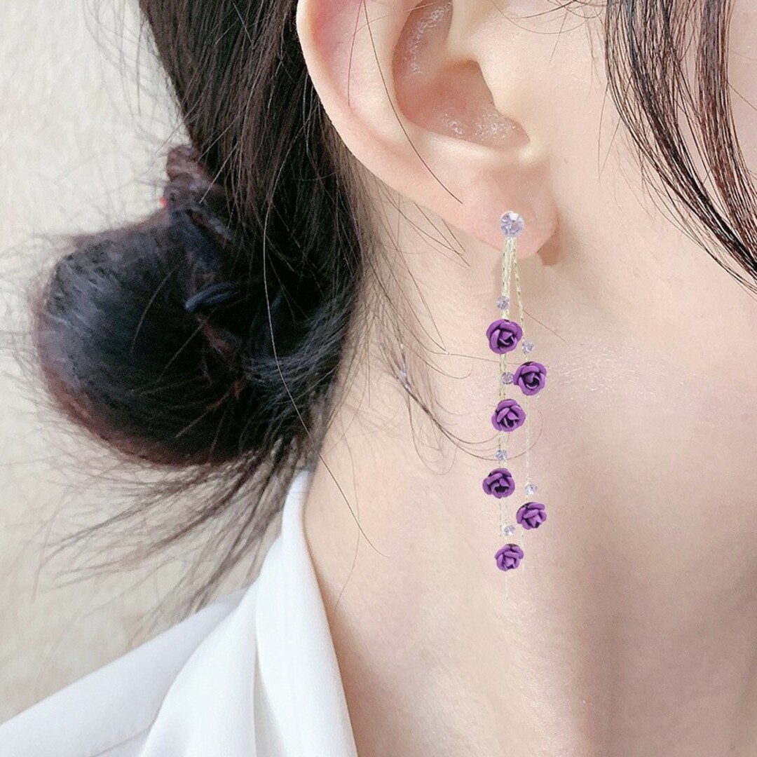 約7cm♢♤♥♧新品未使用！nature bijoux 深い紫 ピアス - ピアス