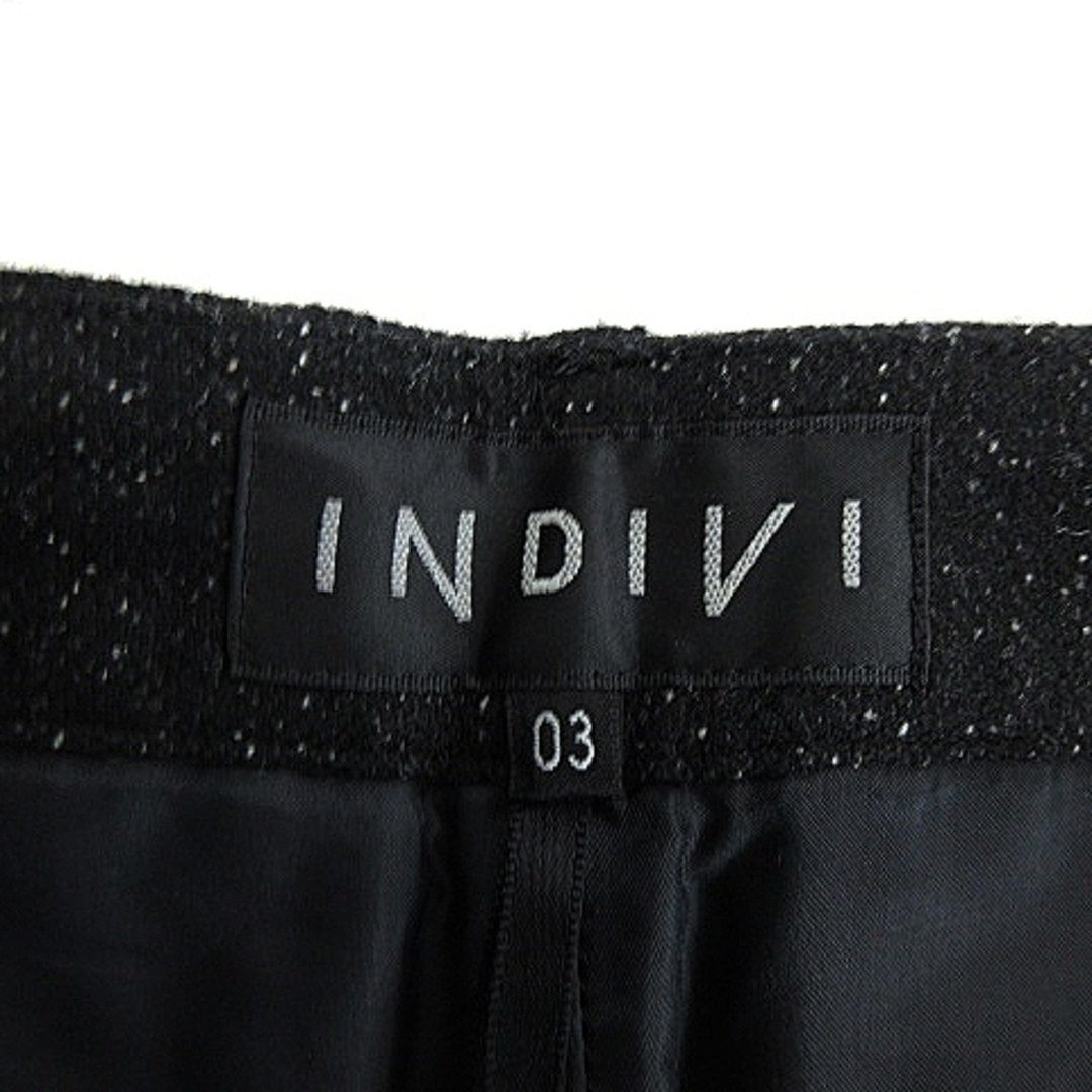 INDIVI(インディヴィ)のインディヴィ ガウチョパンツ センタープレス ジップフライ 無地 03 黒 レディースのパンツ(その他)の商品写真
