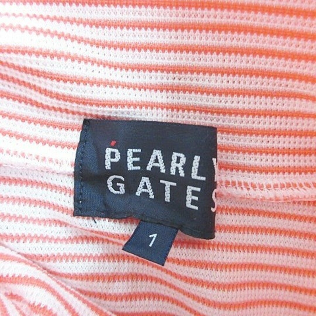 PEARLY GATES(パーリーゲイツ)のパーリーゲイツ シャツ ゴルフ タートル ボーダー 白 ピンク オレンジ 1 スポーツ/アウトドアのゴルフ(ウエア)の商品写真