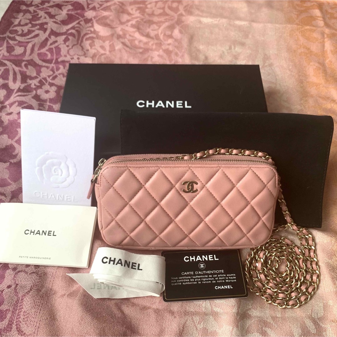 財布【専用】CHANEL シャネル チェーンウォレット　ピンク　マトラッセ