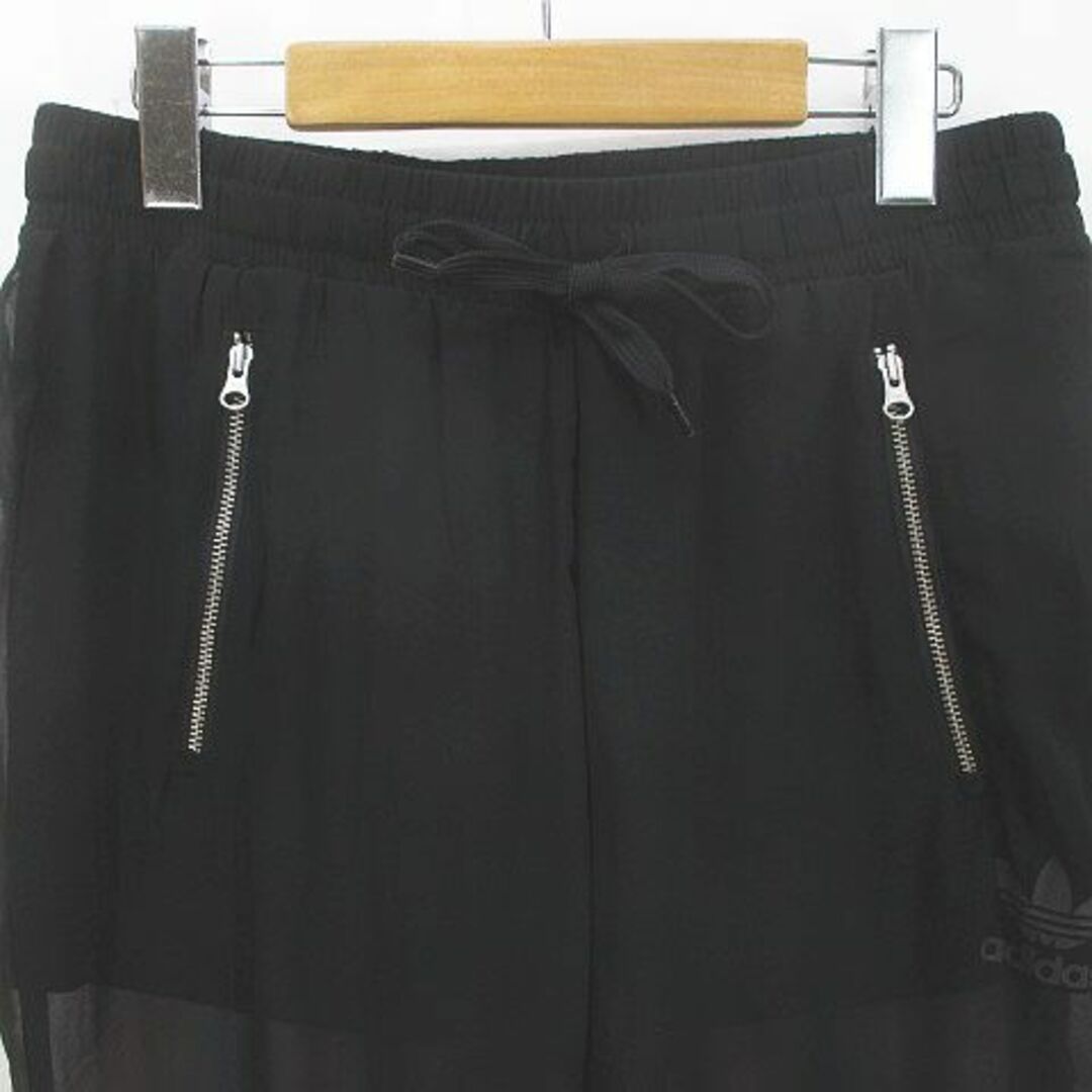 adidas ロング丈 シースルー パンツ L 黒系 ブラック プリント ロゴ