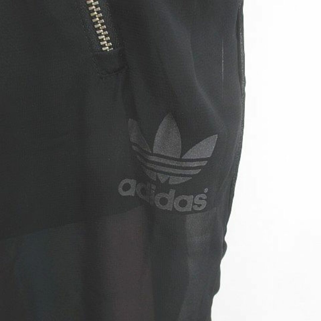 adidas ロング丈 シースルー パンツ L 黒系 ブラック プリント ロゴ
