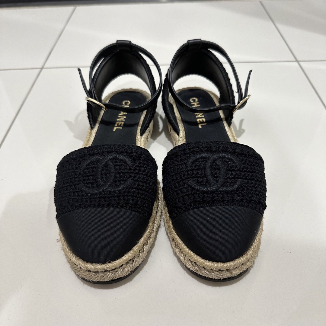 CHANEL - 【CHANEL】エスパドリーユ サンダル ブラックの通販 by M