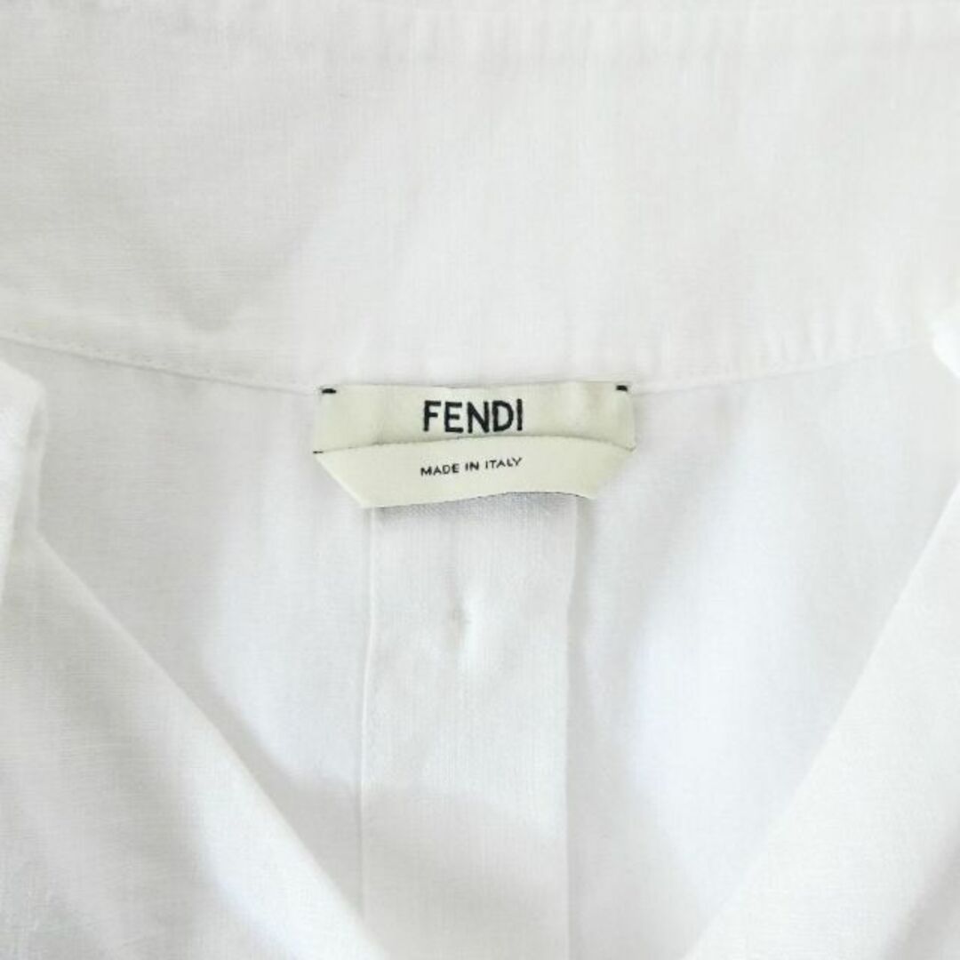 美品 FENDI マキシ丈 長袖 リネンシャツドレス シャツワンピース