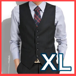 【高品質】スーツ ベスト メンズ フォーマル  XL ブラック(スーツベスト)