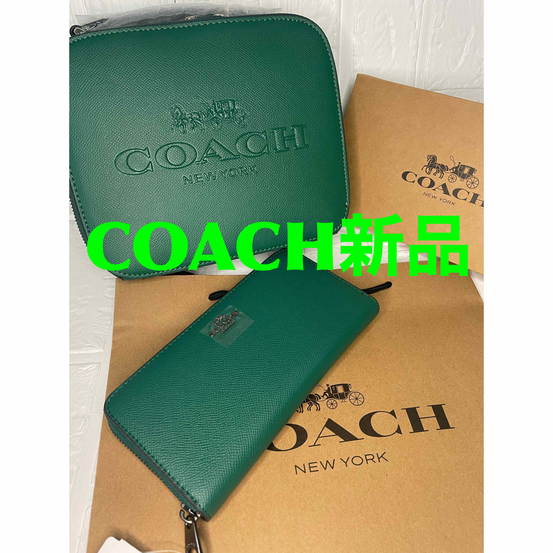 COACH(コーチ)のCOACHロング ジップ アラウンド ウォレット エメラルドグリーン レディースのファッション小物(財布)の商品写真