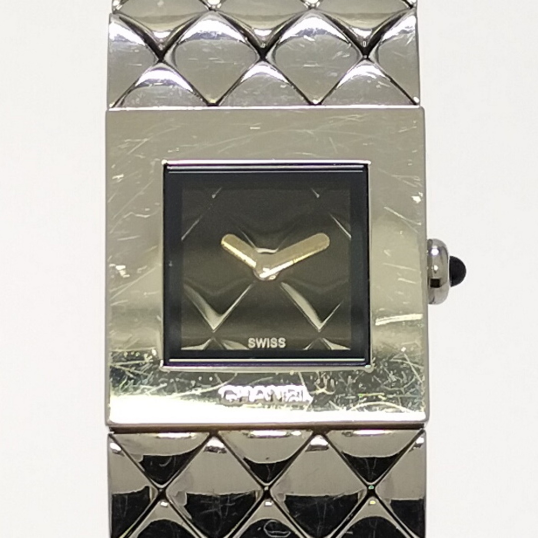CHANEL マトラッセ レディース 腕時計 クオーツ SS ブラック文字盤
