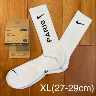 ナイキ(NIKE)の新品　ナイキ　XL(27-29cm) PSG  クルー　ソックス　白1足セット(ソックス)