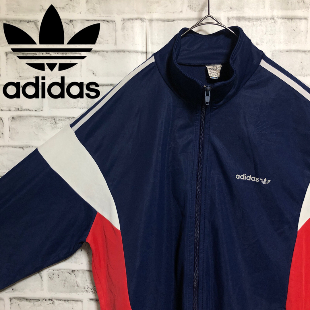 80s⭐️adidas トラックジャケット XL トレファイル vintage 紺