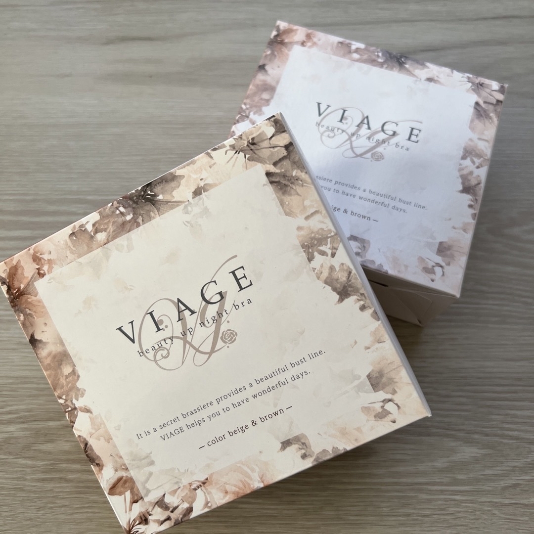 VIAGE(ヴィアージュ)のviage ヴィアージュ ナイトブラ　ベージュ×ブラウン　Mサイズ レディースの下着/アンダーウェア(ブラ)の商品写真