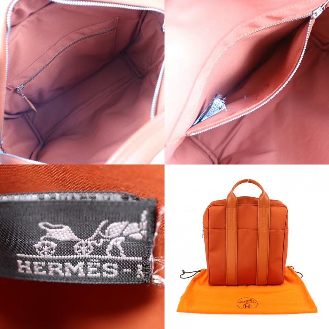 HERMES エルメス  アカプルコ サックアド リュック・デイパック  トワルシェブロン レザー  オレンジ系 シルバー金具  バックパック 【本物保証】