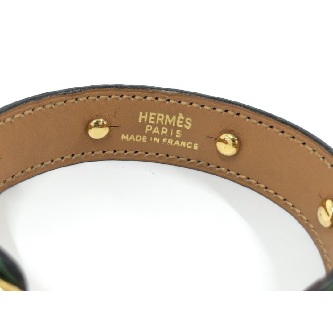 Hermes(エルメス)のHERMES バングル シェーヌダンクル メタル リザード ゴールド グリーン レディースのアクセサリー(ブレスレット/バングル)の商品写真