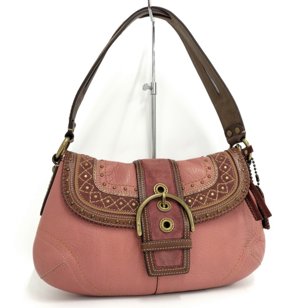 COACH - COACH ワンショルダーバッグ ステッチ レザー スエード COACH - COACH ワンショルダーバッグ ステッチ レザー スエード