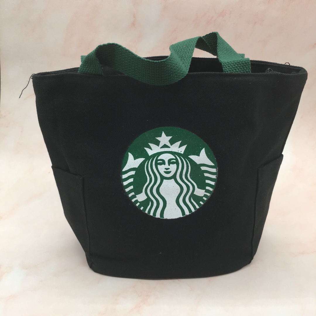 Starbucks(スターバックス)のスターバックス　新品　ミニトートバッグ  キャンパス  袋付き　ブラック レディースのバッグ(トートバッグ)の商品写真