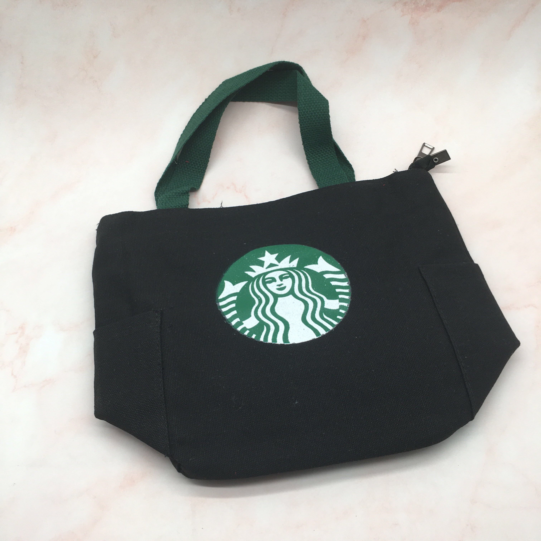 Starbucks(スターバックス)のスターバックス　新品　ミニトートバッグ  キャンパス  袋付き　ブラック レディースのバッグ(トートバッグ)の商品写真