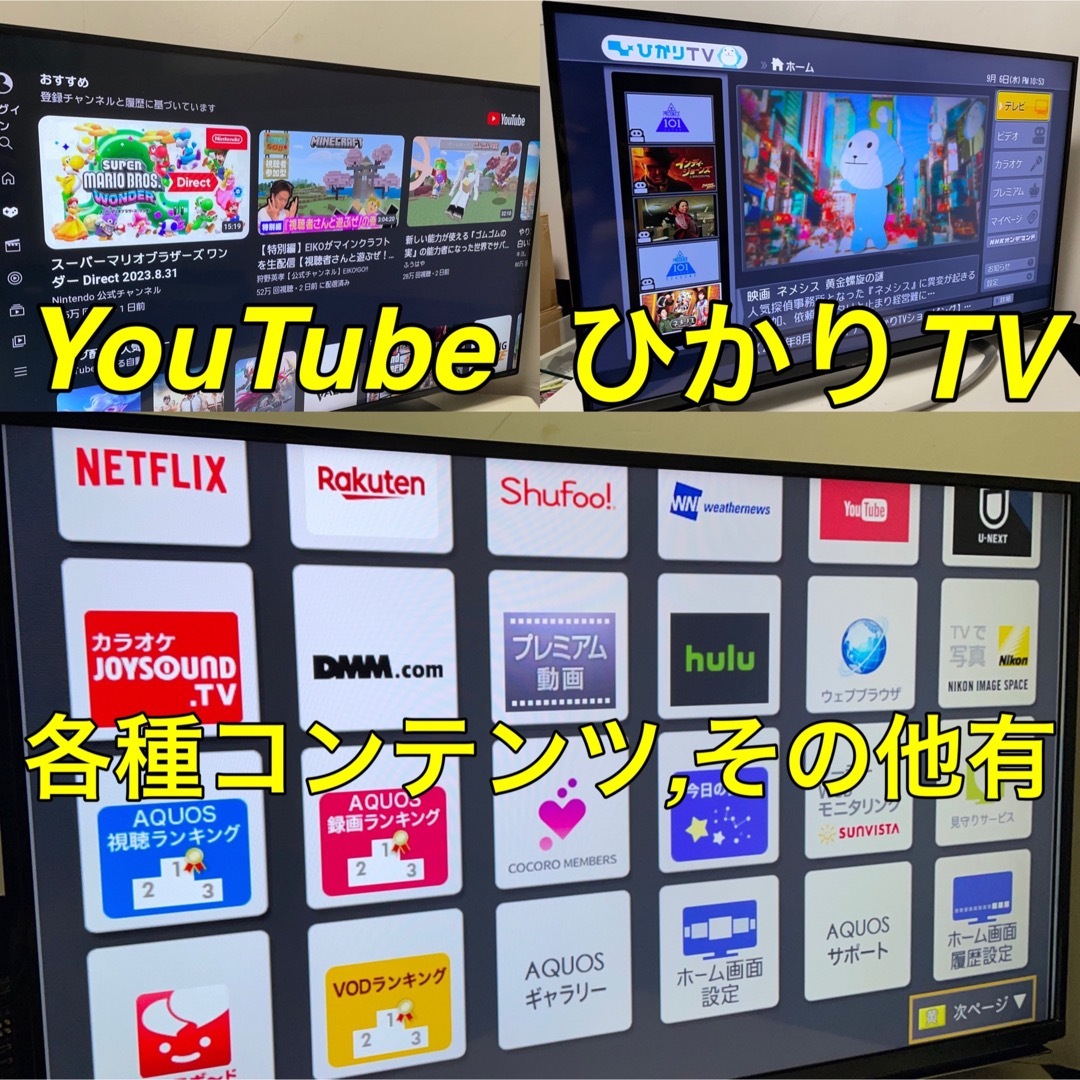 シャープ 50V型 液晶テレビ AQUOS LC-50W35 ネット動画視聴可