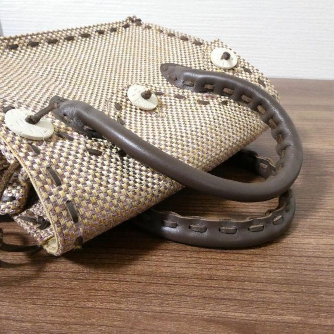 良品 綺麗 カービングトライブス ツイード×レザー スクエア