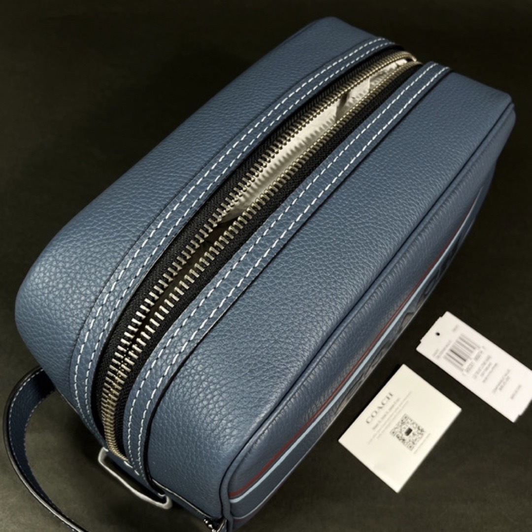 COACH メンズ ストライプ クラッチバッグ CH077 デニム 新品