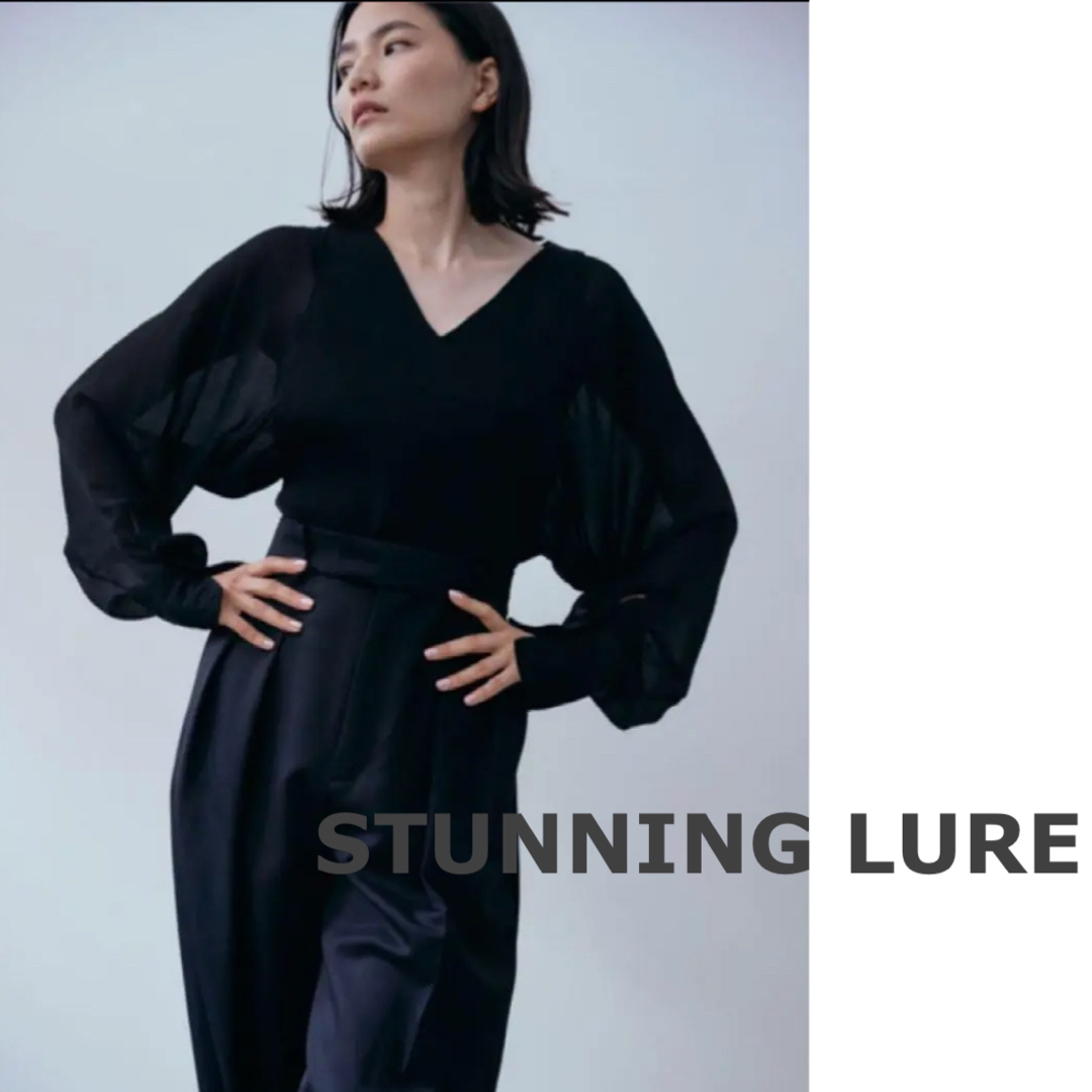 STUNNING LURE Ｖニットドッキングブラウス ブラック 黒
