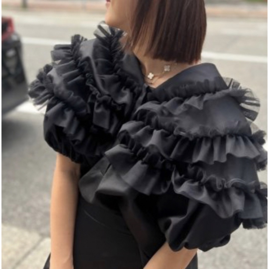 rosymonster decorative tulle blouse 黒新品