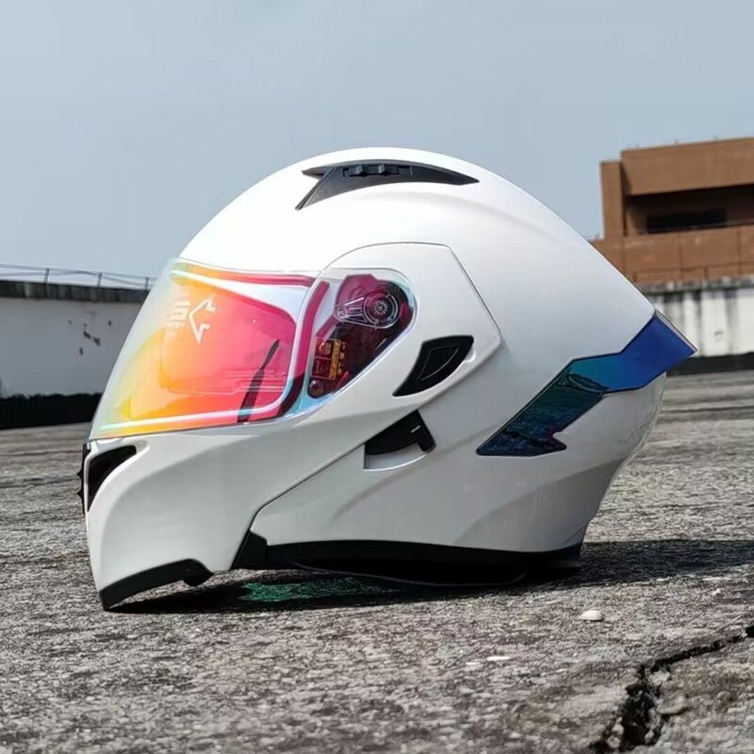 バイク フルフェイス オンロードヘルメット ホワイト M～XLサイズ選択 ...