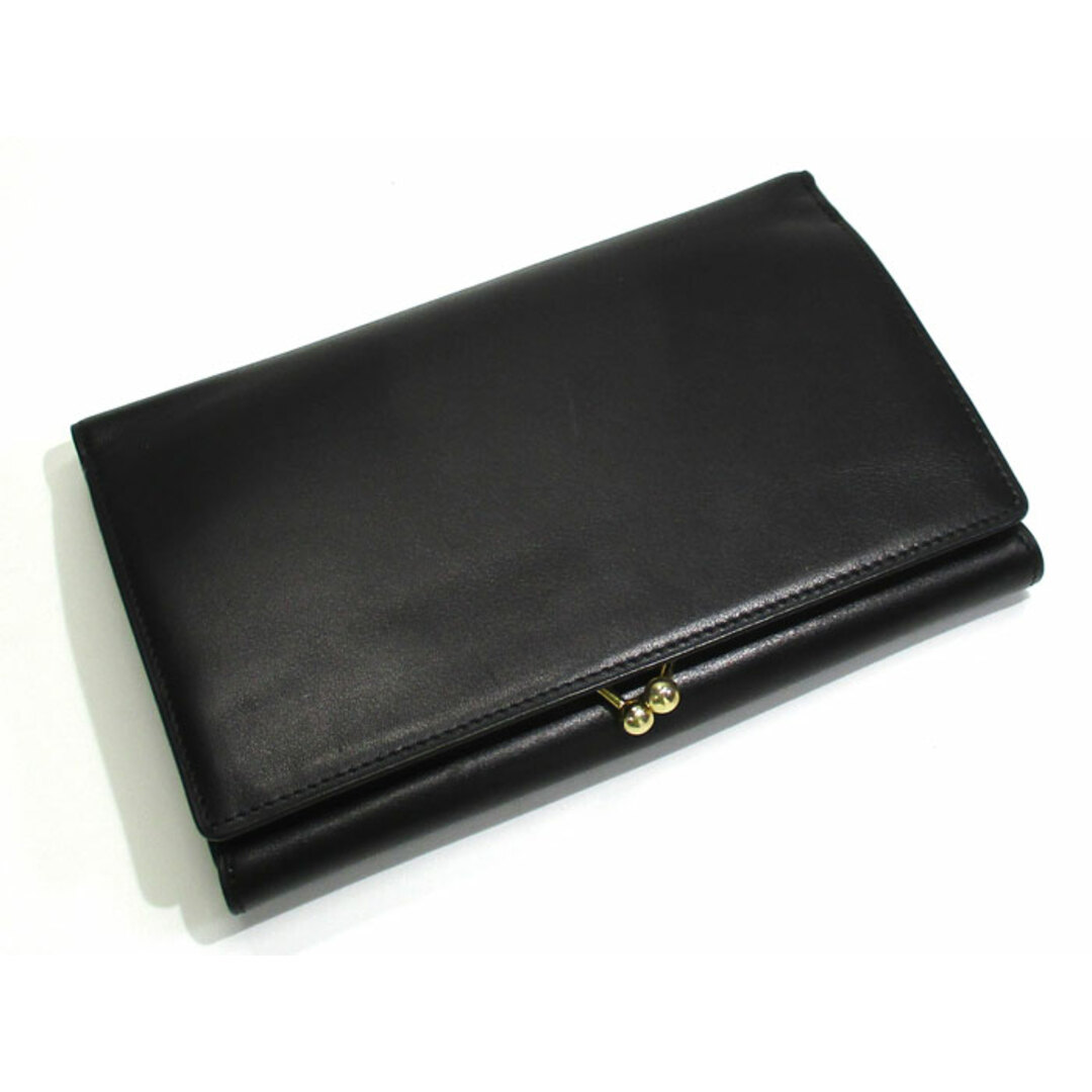 ブラック素材ラインVERSACE 三つ折り財布 がま口コインケース レザー ブラック メデューサ