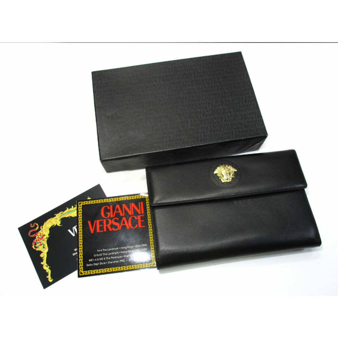 VERSACE - VERSACE 三つ折り財布 がま口コインケース レザー VERSACE - VERSACE 三つ折り財布 がま口コインケース レザー