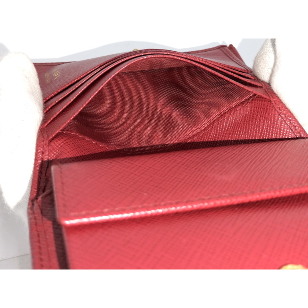 PRADA(プラダ)のPRADA サフィアーノ 二つ折り財布 レザー レッド 1MV204 レディースのファッション小物(財布)の商品写真