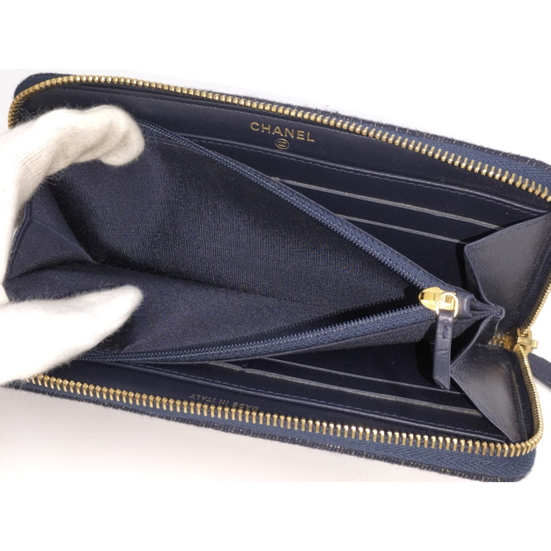 CHANEL - CHANEL ドーヴィル ラウンドファスナー長財布 コットン CHANEL - CHANEL ドーヴィル ラウンドファスナー長財布 コットン