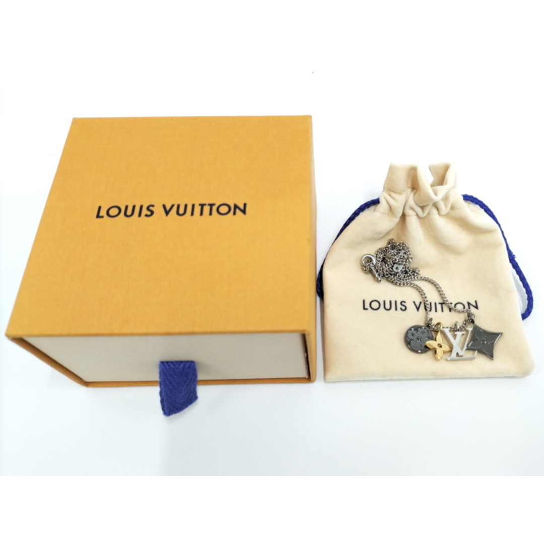 シルバー素材ラインLOUIS VUITTON LVインスティンクト ネックレス モノグラムフラワー