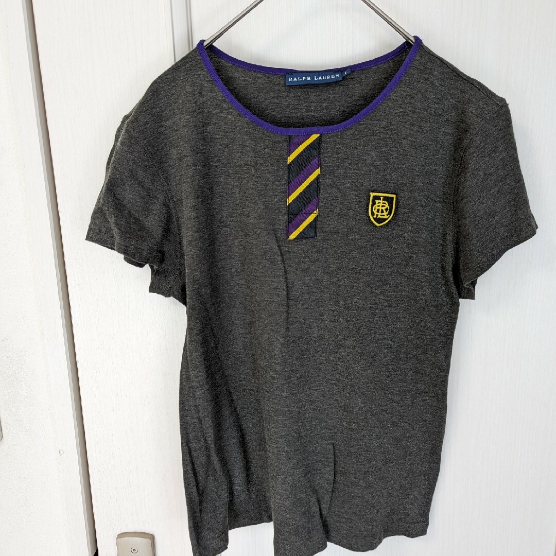 Ralph Lauren(ラルフローレン)の【ラルフローレン】 Tシャツ RALPH LAUREN グレー ラウンドネック レディースのトップス(Tシャツ(半袖/袖なし))の商品写真