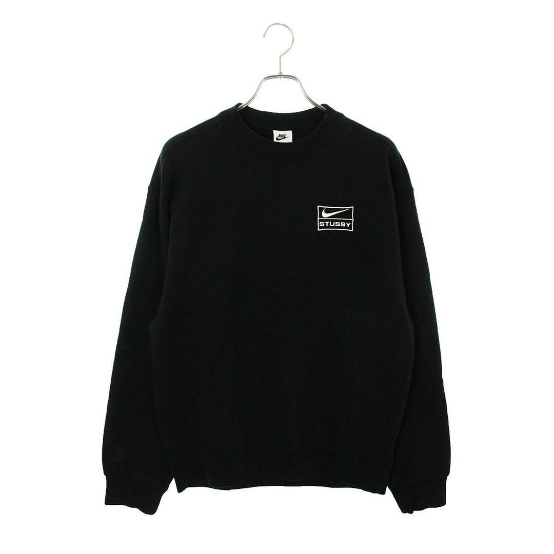 ナイキ ×ステューシー STUSSY  Washed Crew Sweat DO5310-010 ロゴ刺繍ウォッシュドクルーネックスウェット メンズ XS