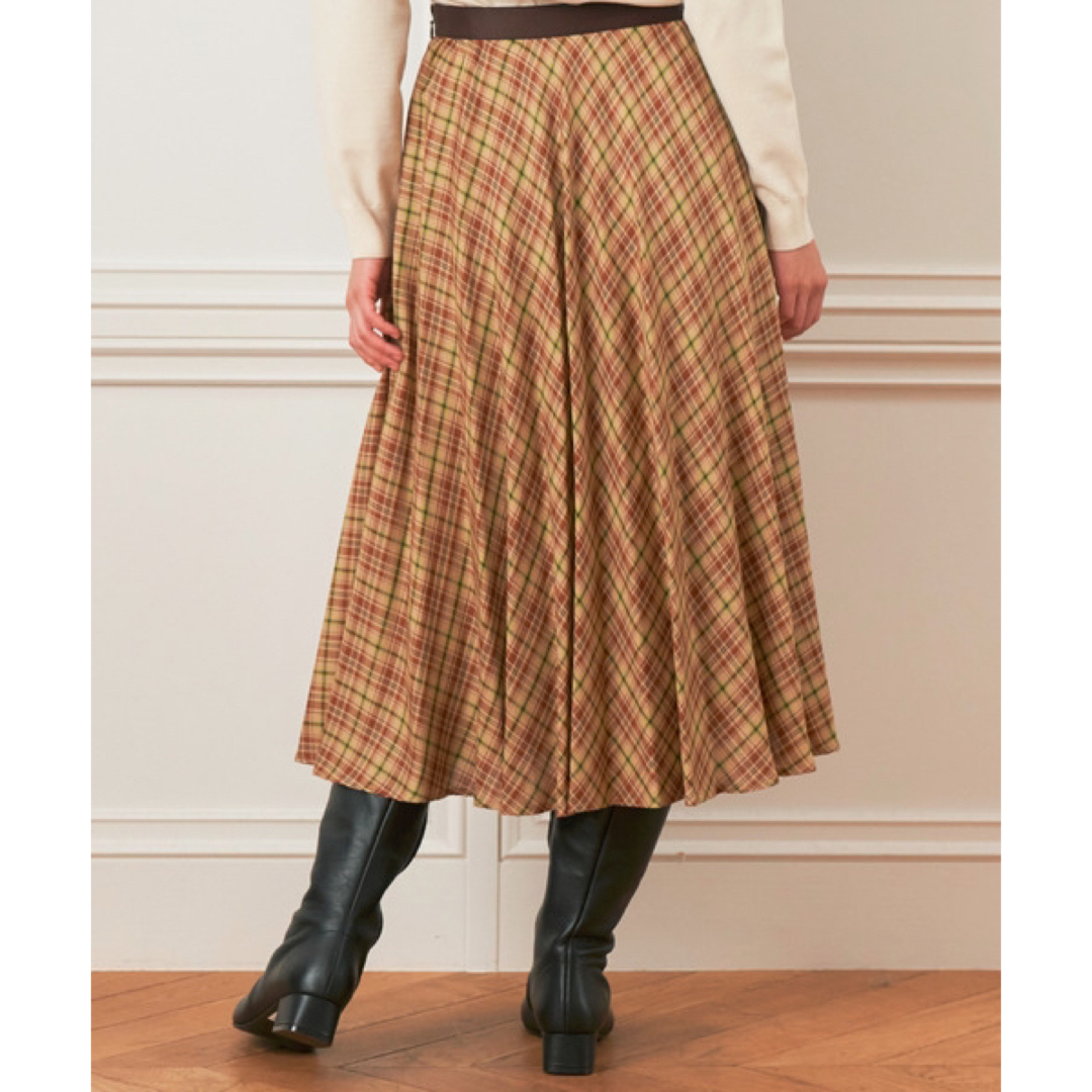 ANAYI(アナイ)の専用です。アナイビスコースチェックフレアスカート　ブラウン38 レディースのスカート(ロングスカート)の商品写真