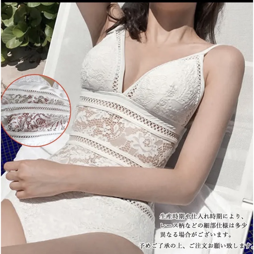モノキニ 水着 体型カバー ワンピース ホワイト Fサイズ レディースの水着/浴衣(水着)の商品写真