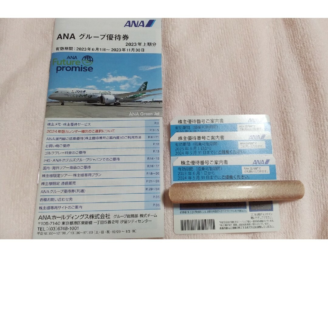 ANA(全日本空輸)(エーエヌエー(ゼンニッポンクウユ))のANA 株主優待券3枚セット　2024年5月31日有効期限 チケットの乗車券/交通券(航空券)の商品写真