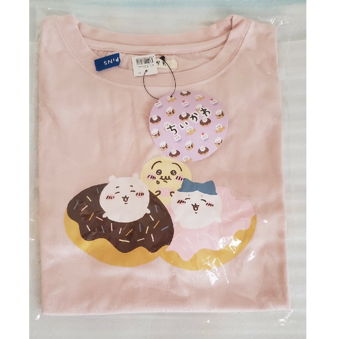 Disney(ディズニー)のHAPiNS ちいかわTシャツ　ピンク&ベージュ　ドーナツ柄　2枚セットハピンズ レディースのトップス(Tシャツ(半袖/袖なし))の商品写真