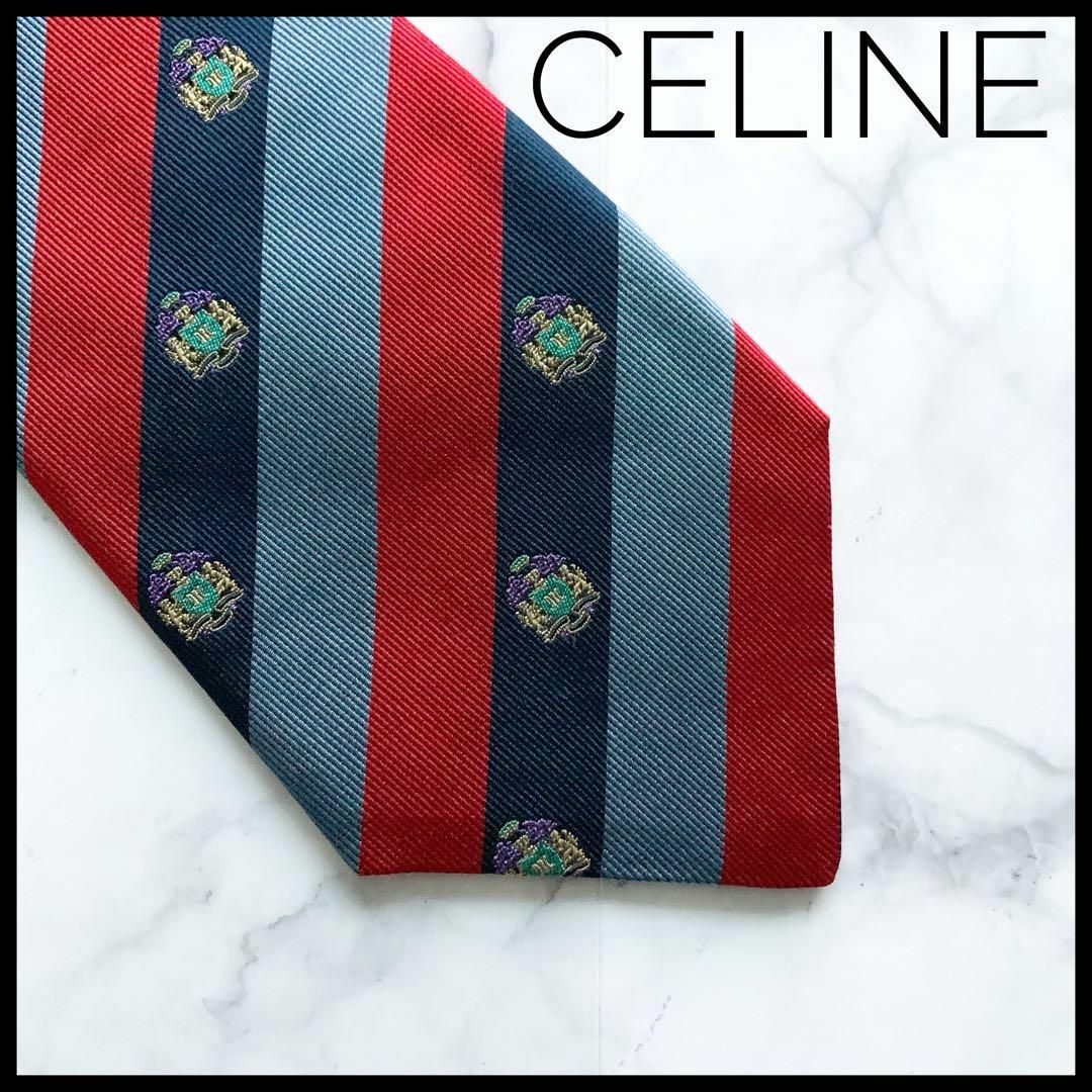 celine - 美品 セリーヌ ネクタイ ハイブランド シルク マカダム柄