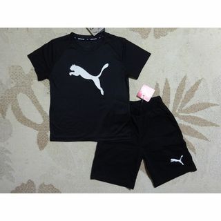 プーマ(PUMA)の新品★プーマ★130★ビッグロゴ快適半袖Ｔシャツ ハーフパンツ ブラック黒★上下(その他)