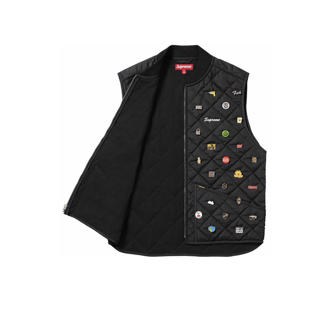 Supreme Pins Quilted Work Vest “Black”