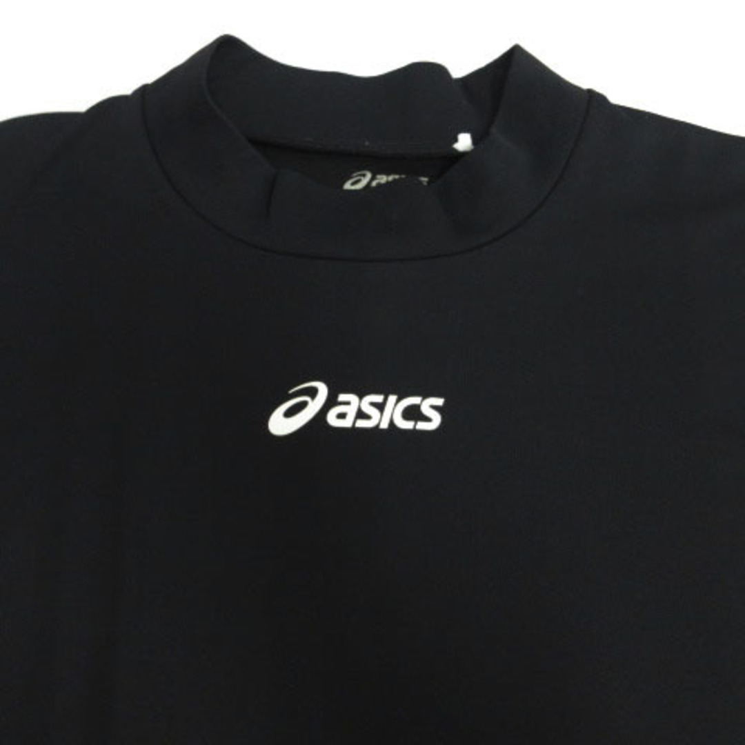 asics(アシックス)のアシックス カットソー ロンT ハイネック ロゴプリント ブラック 黒 白 L スポーツ/アウトドアのスポーツ/アウトドア その他(その他)の商品写真