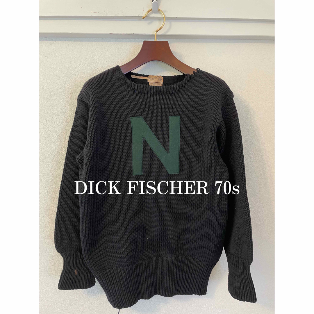 メンズDICK FISCHER 70s- ラグビーニット　ニット　セーター　Nロゴ