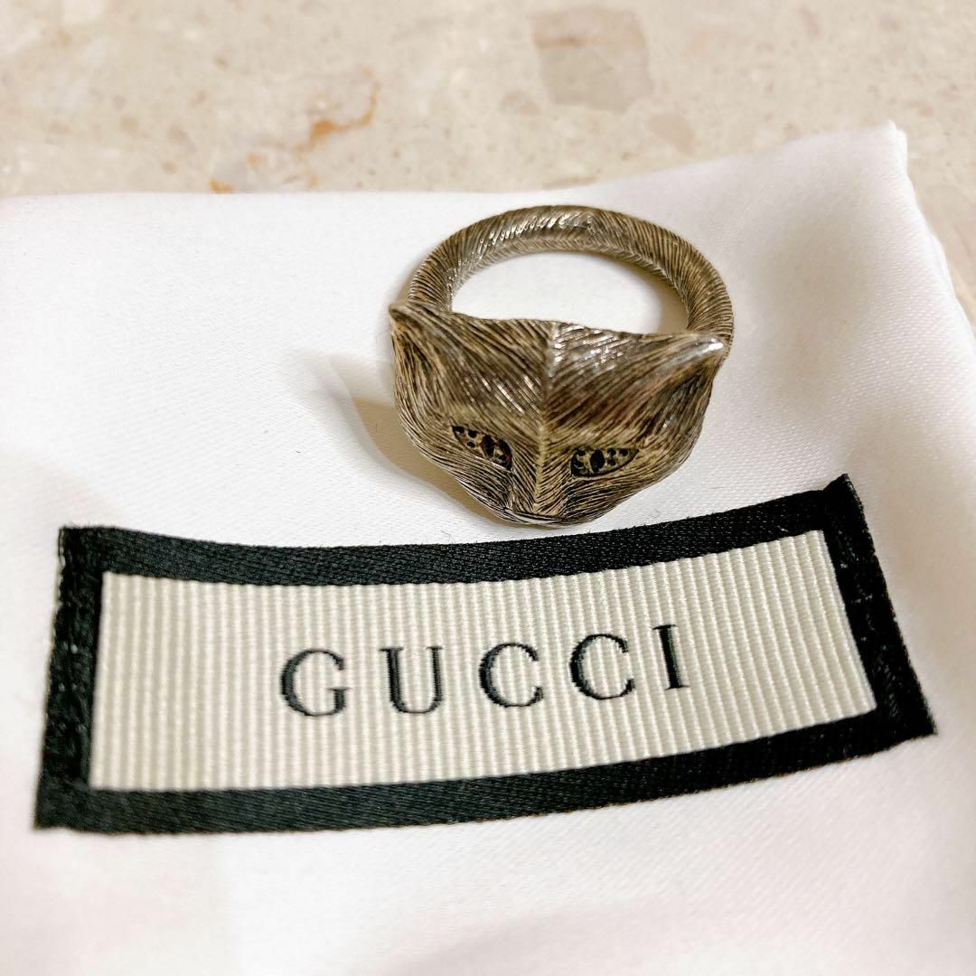 GUCCI】シルバーリング 12号 キャット ミケーレ 猫-