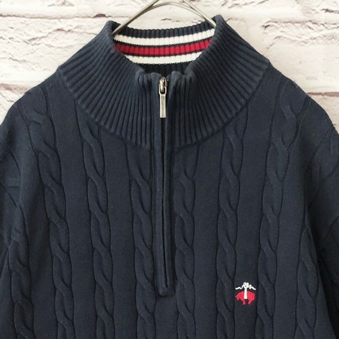 BROOKS BROTHERS ハーフジップケーブルニットセーター-